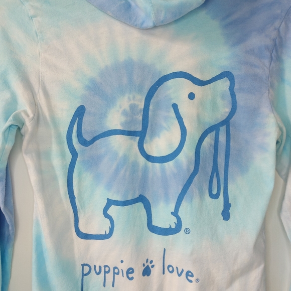Puppy Love Blue Tie Dye Hoodie Sz Small - Picture 5 of 9